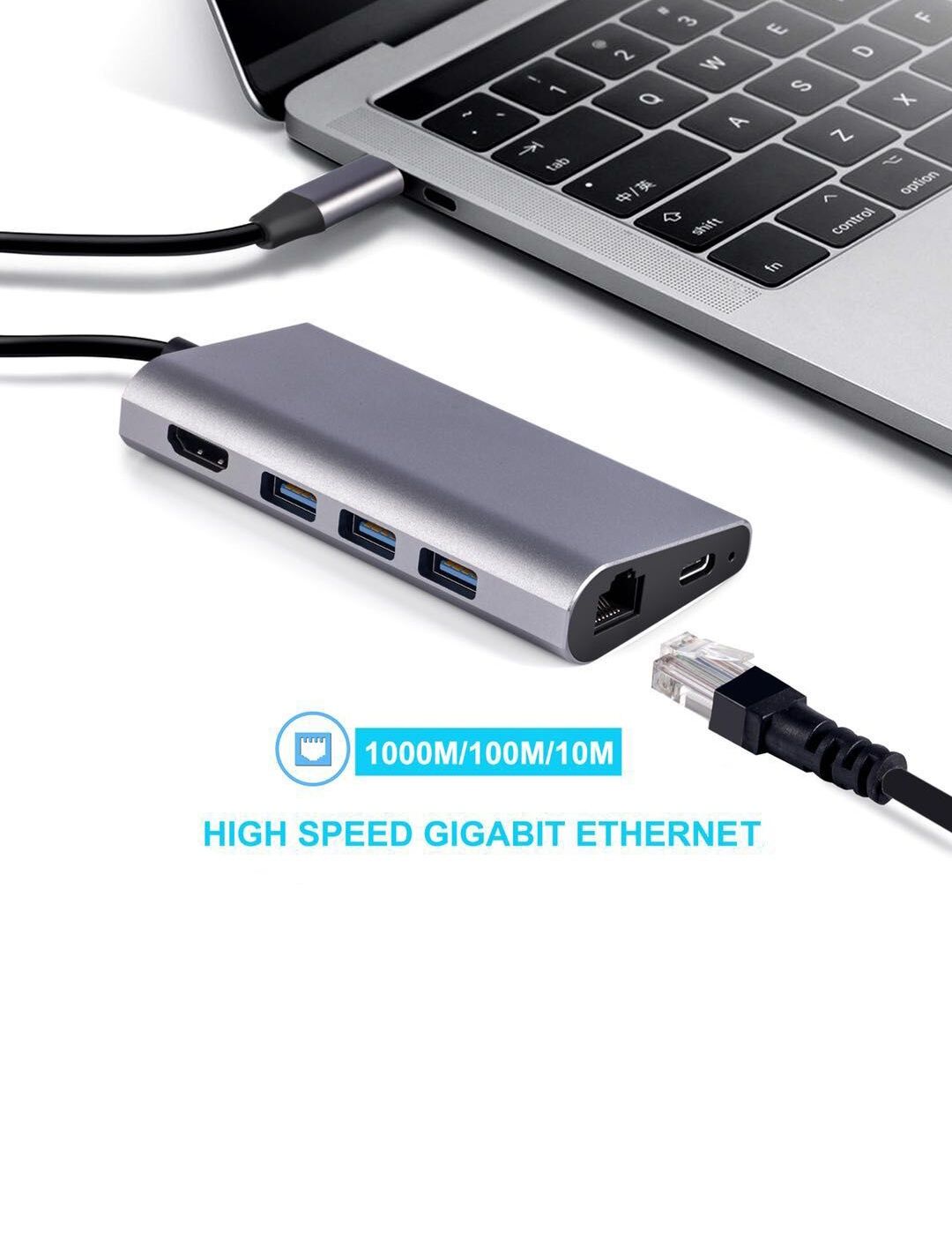 USB-хаб Dynamode USB3.1 Type-C to HDMI + 3xUSB3.0 + Gigabit LAN + USB