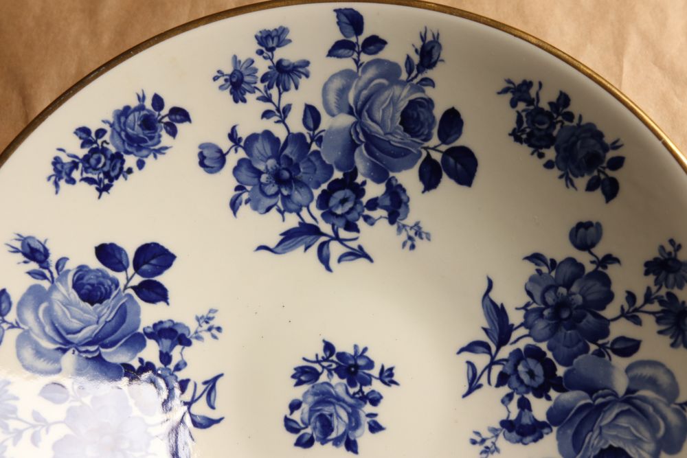 Patera misa talerz Bavaria Kronach kobalt porcelana róże