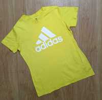 Adidas żółty t-shirt z białym logo XL nowy bez metki damski