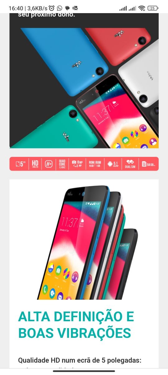 Smartphone Wiko rainbow Jam