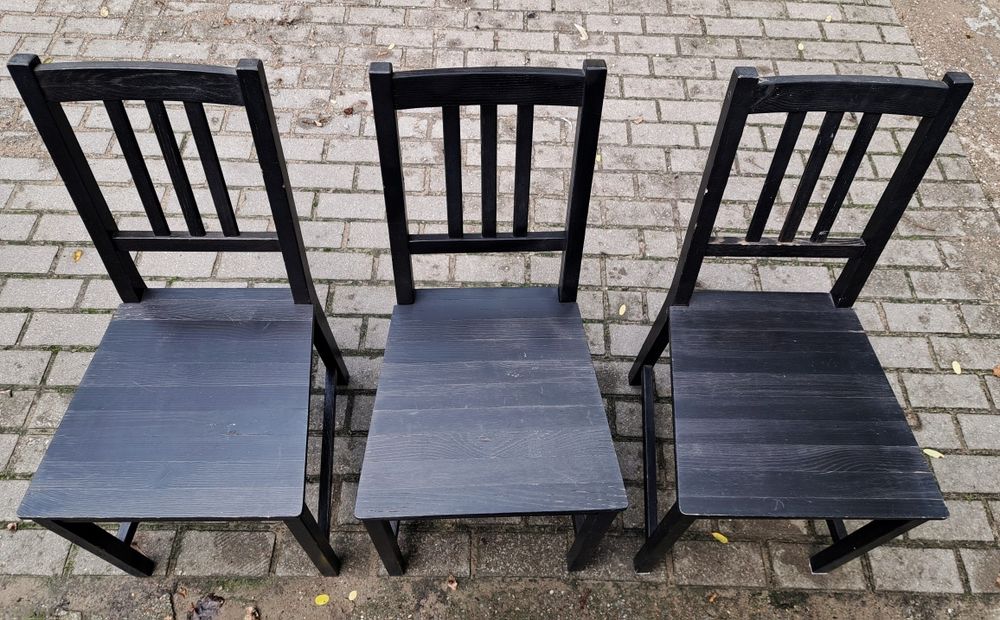 Czarne drewniane krzesła 2+1 gratis IKEA