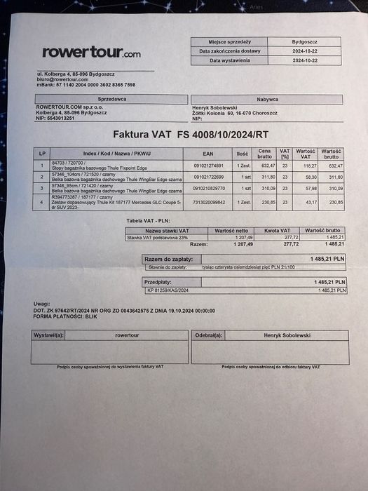 Bagażnik dachowy Thule WingBar Edge-MB GLC Coupé od 2023r