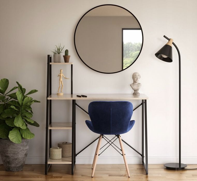 Lustro okrągłe ścienne duże 50 cm czarna rama