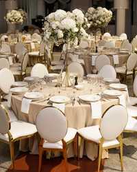 Krzesło bankietowe WYPOŻYCZALNIA weselne złote białe glamour