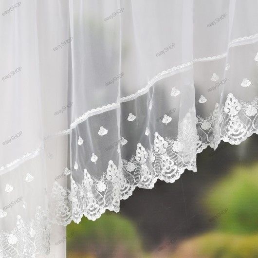 Biały zestaw firan do kuchni z zazdroskami