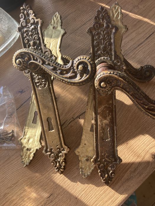 Okucie,  klamka drzwi wewnętrznych mosiądz zestaw