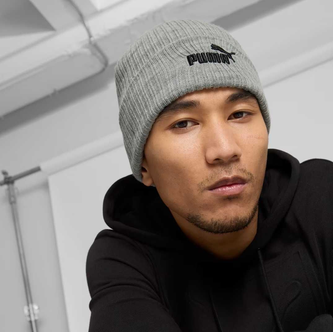 Чорна \ сіра зимова шапка puma ribbed cuff beanie нова оригінал з сша