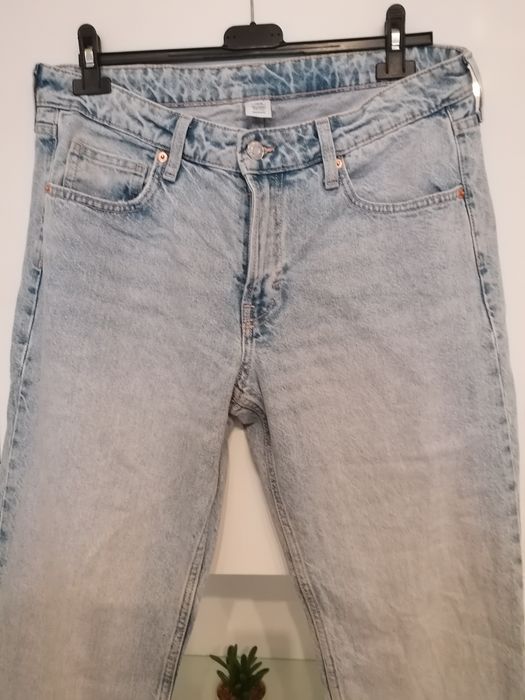 Calças de ganga straight regular fit mid waist tamanho 42