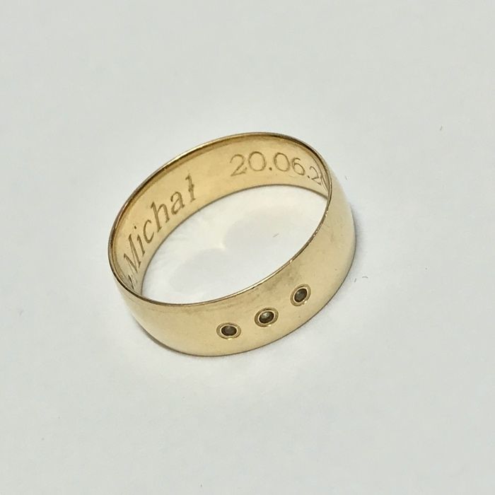Złota OBRĄCZKA damska 14K 585 zdobiona KAMIENIAMI r. 15