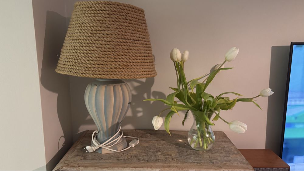Lampa stołowa stojąca - abażur hand made