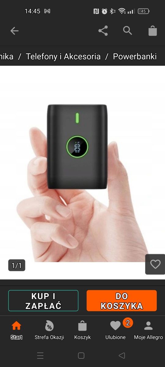 Powerbank  10000 mAh LCD czarny iphone Samsung