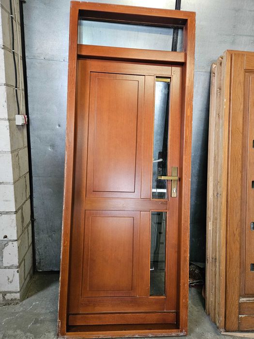 DRZWI Zewnętrzne Drewniane Sosnowe Wejściowe z Naświetlem 96x243cm