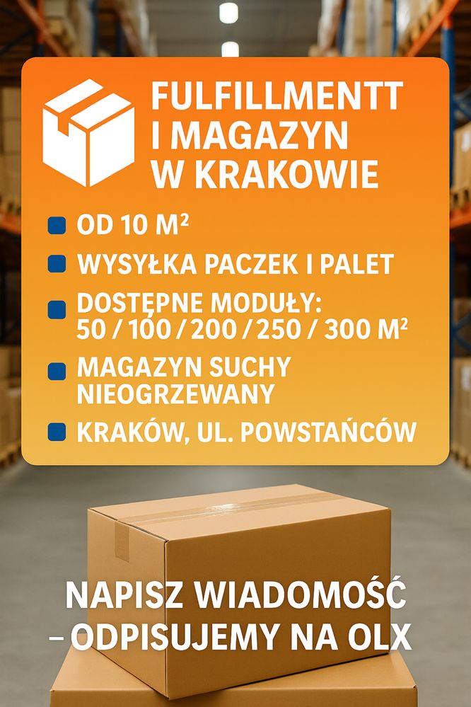 Fulfillment i magazyn w Krakowie | Od 10 m² | Wysyłka paczek i palet