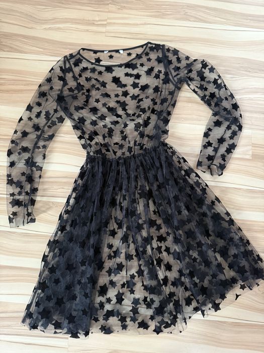 Sukienka damska czarna w gwiazdki tiulowa S/M