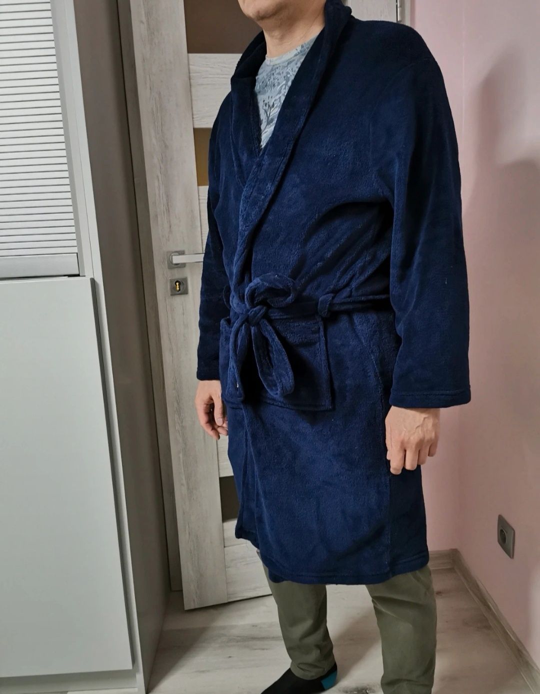 Męski granatowy szlafrok rozm L