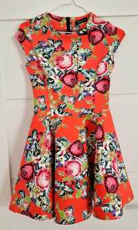 Przepiękna sukienka kwiaty S.Moriss cudne kolory r. XS (34-6)
