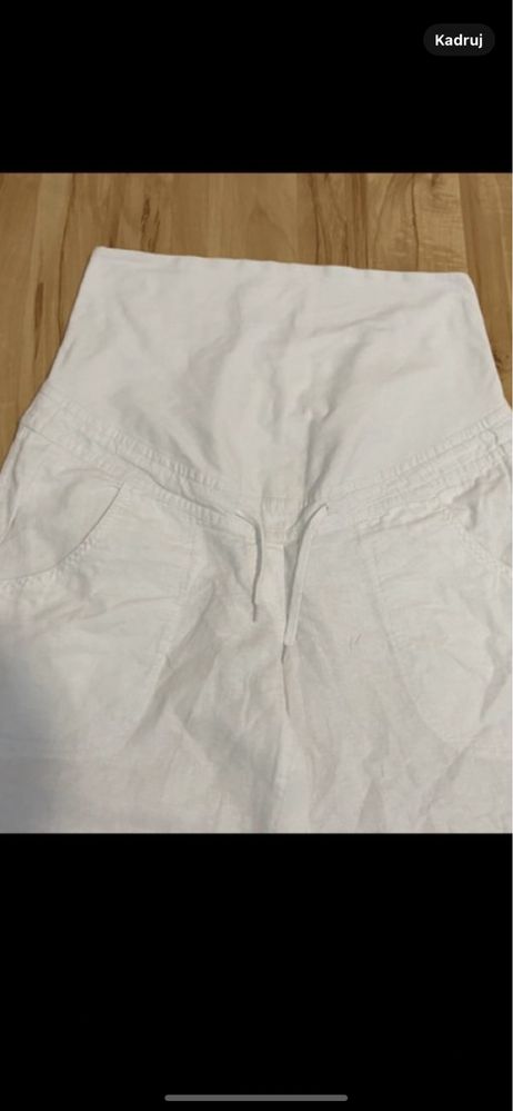 H&M mama białe długie spodnie ciążowe rozm 46 naturalny materiał