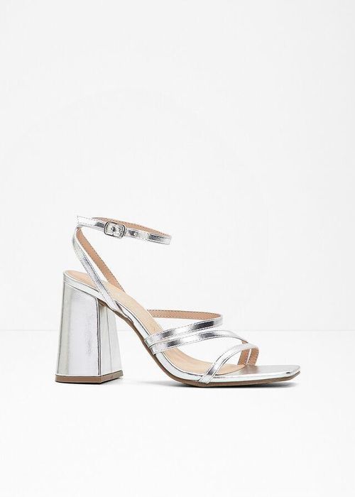 B.P.C sandały srebrne na wysokim obcasie ^39