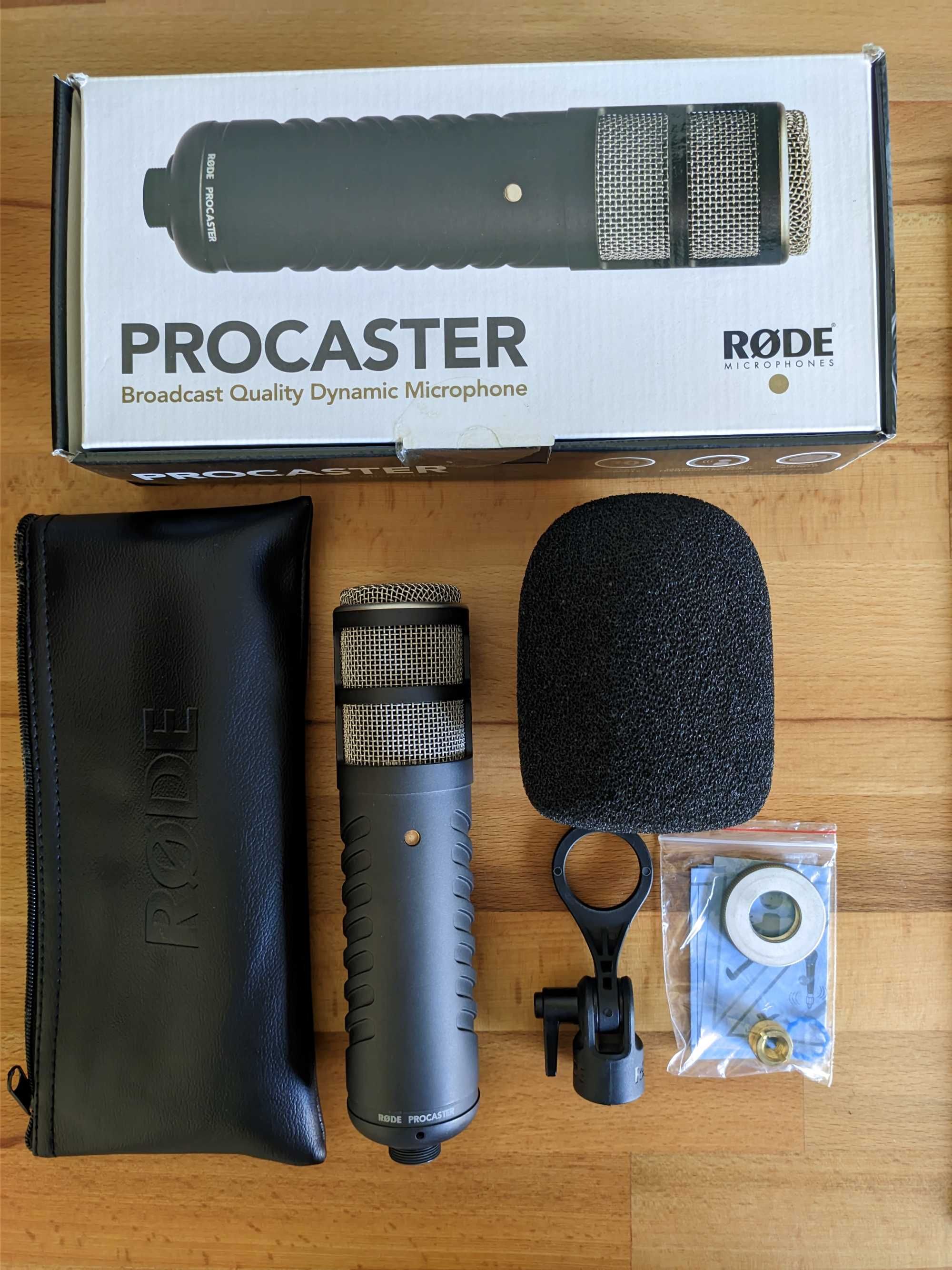 Microfone Rode Procaster e Windscreen Rode WS2