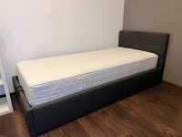Łóżko tapicerowane z materacem 90x200 cm | SZARY | metalowy stelarz