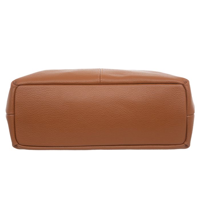 VERA PELLE torebka damska skórzana shopper z paskiem V658 musztardowa