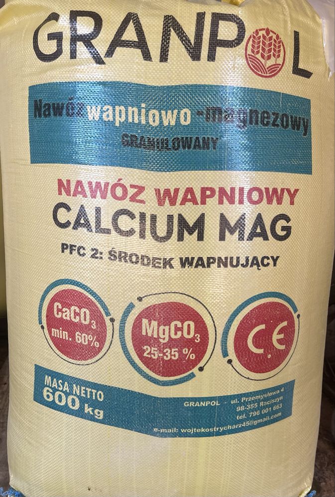 Wapno granulowane magnezowe, kreda 98% , czarna kreda z humusem
