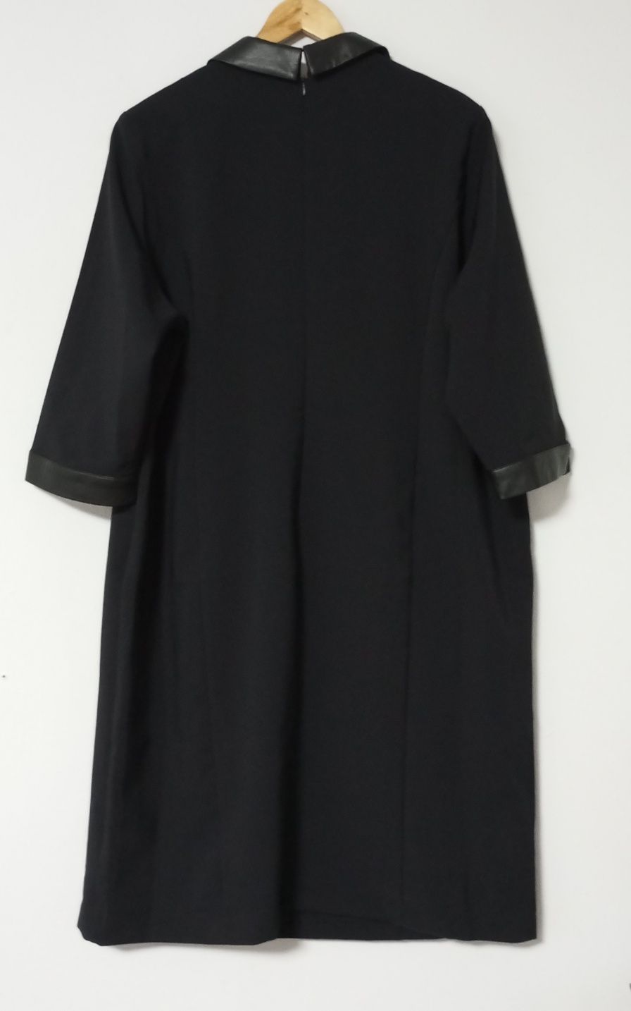 NOWA elegancka sukienka żakietowa r. 52 wstawki z eko skóry - BONPRIX