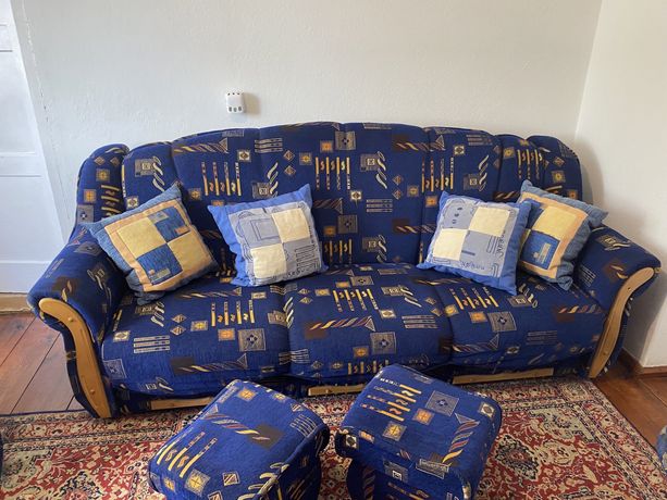 Zestaw sofa+ 2 fotele+ 2 pufy