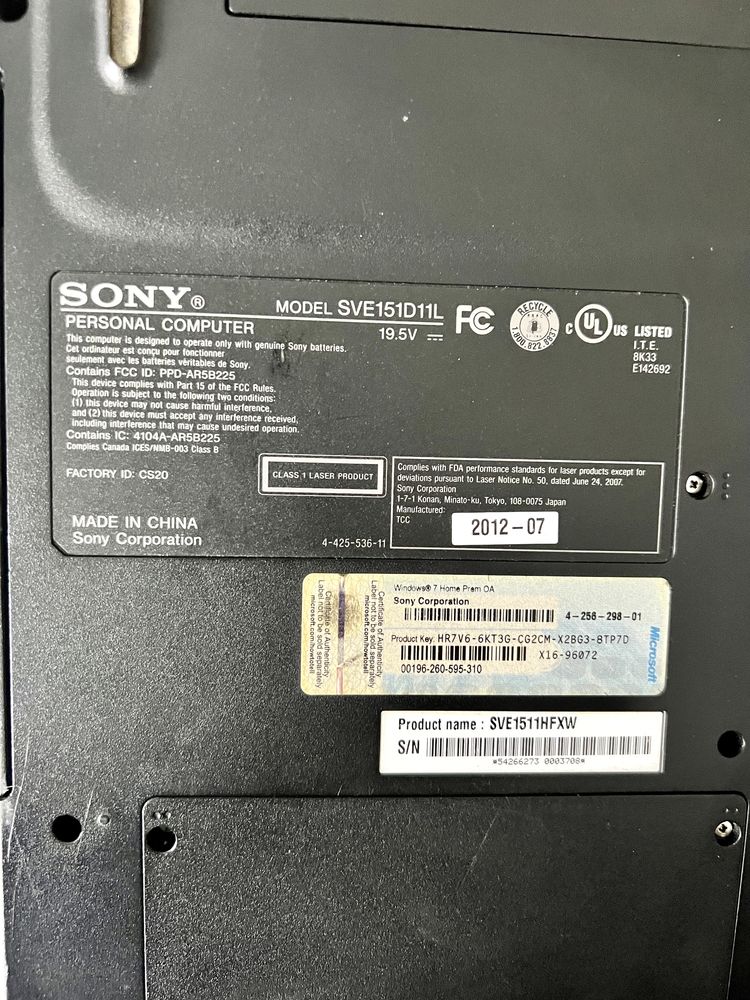 Надійний японський ноутбук SONY Vaio /CPU i5-2450M / 500GB SSD / 8GB