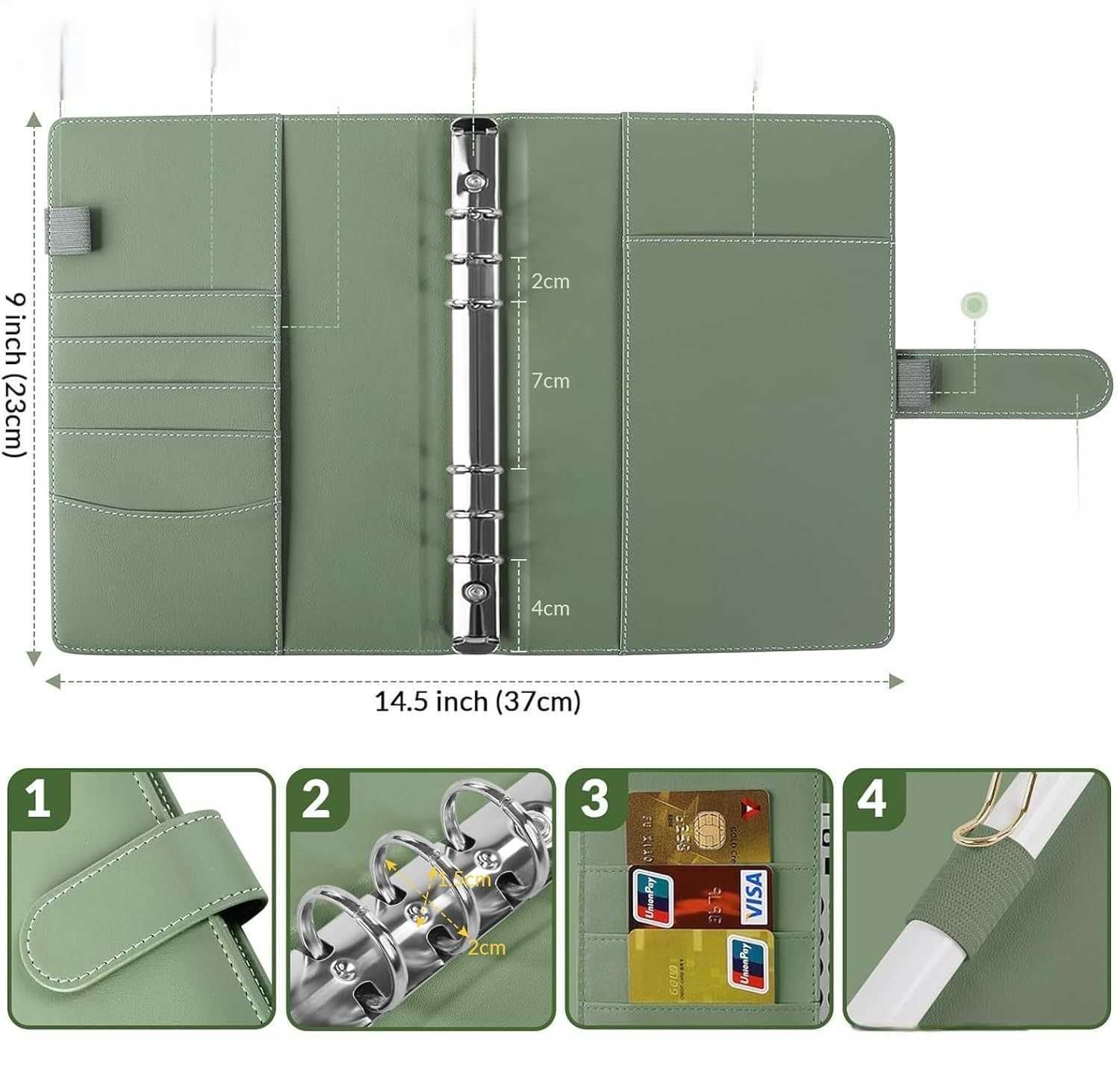 SKYDUE Segregator Notes A5 Skóra PU Organizer Zielony