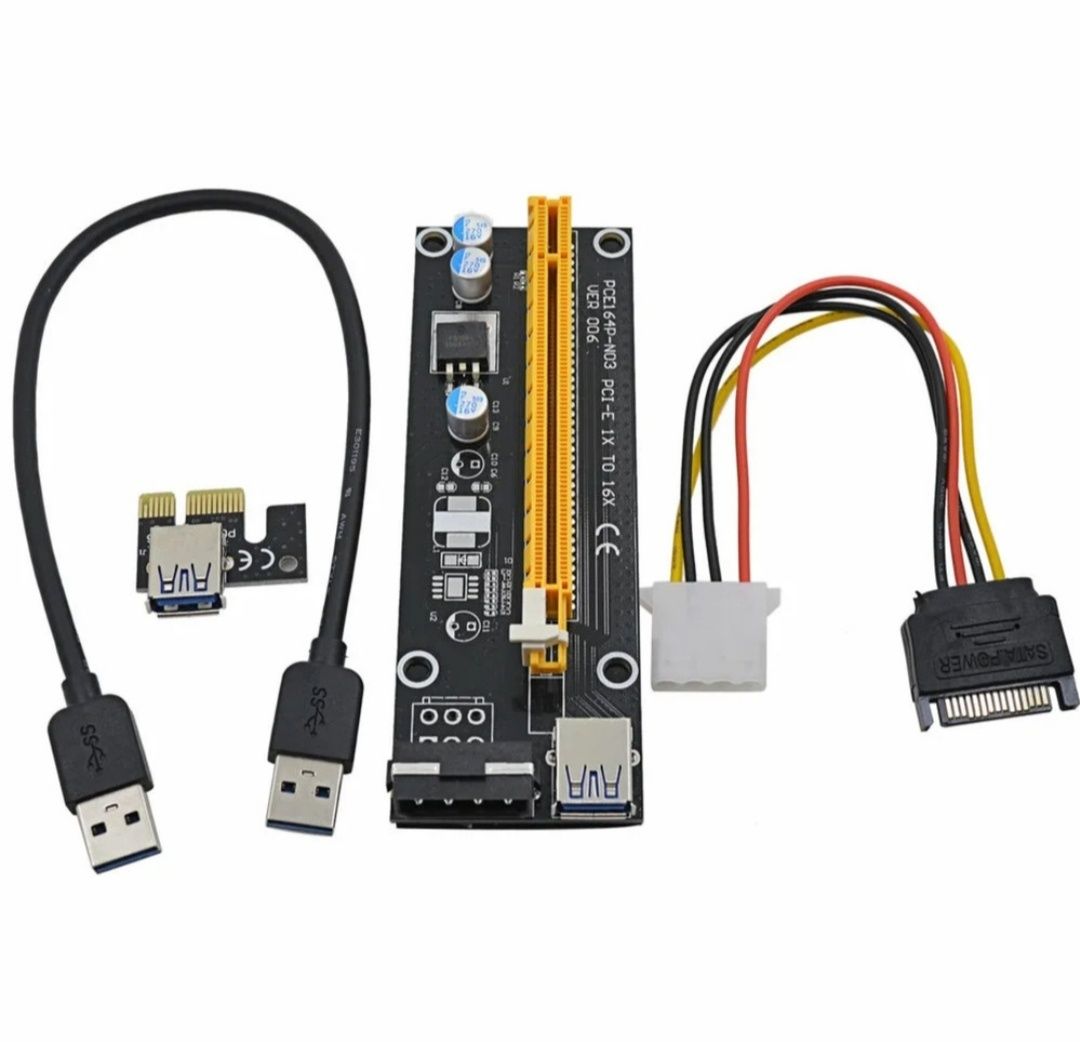 Райзер Riser PCI-E 1x-16x, Sata Ver 007S