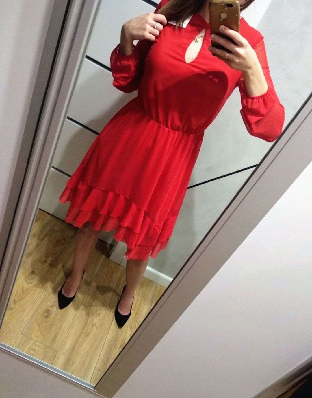 Sukienka czerwona falbany nowa mohito rozmiar 38