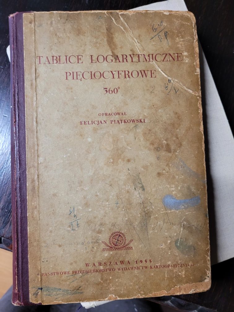 Tablice logarytmiczne pięciocyfrowe F. Piątkowski 1955