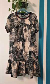 Sukienka tunika z ciekawym printem rozmiar 38-40 oryginalna
