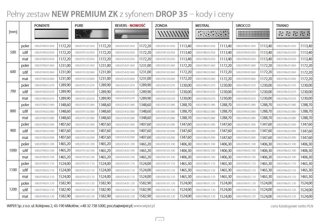 Odpływ liniowy 100cm Wiper NEW Premium ZK z syfonem DROP 35 Rewers mat