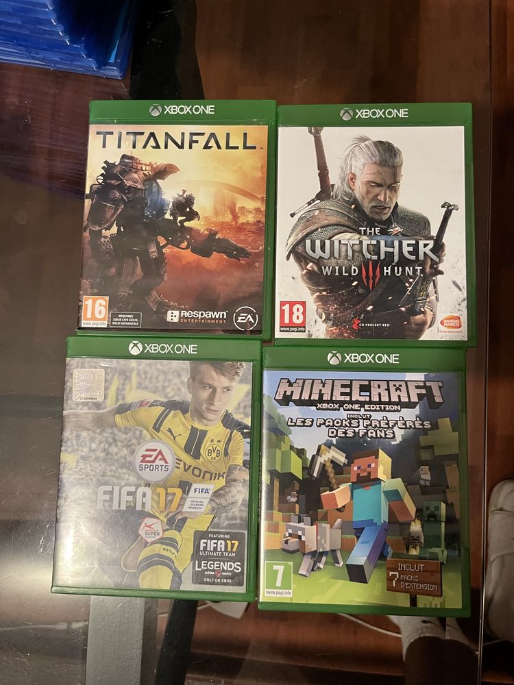 jogos xbox one/ titanfall/ the witcher/ fifa 17/ minecraft