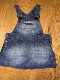 Spódnica jeans ogrodniczka, H&M, rozm. 68, 4-6 miesięcy