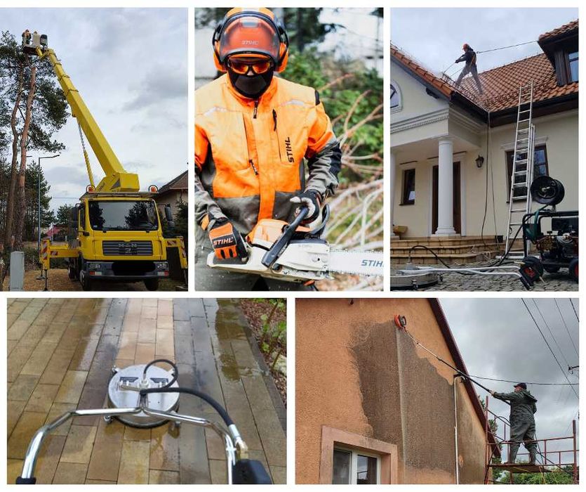 wycinka drzew przycinanie krzewów tui mycie kostki kosznie