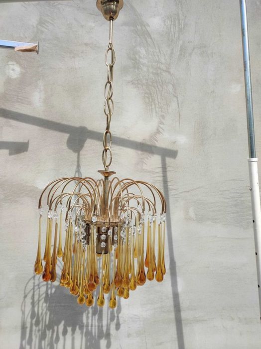 Żyrandol,Murano Massive,sople szklane,z lat 70