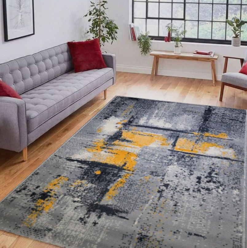 Tapetes cinza e amarelo