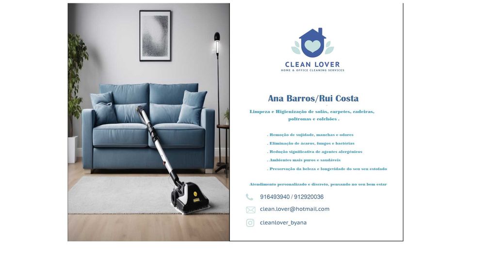 Limpeza e higienização de sofas,carpetes, etc