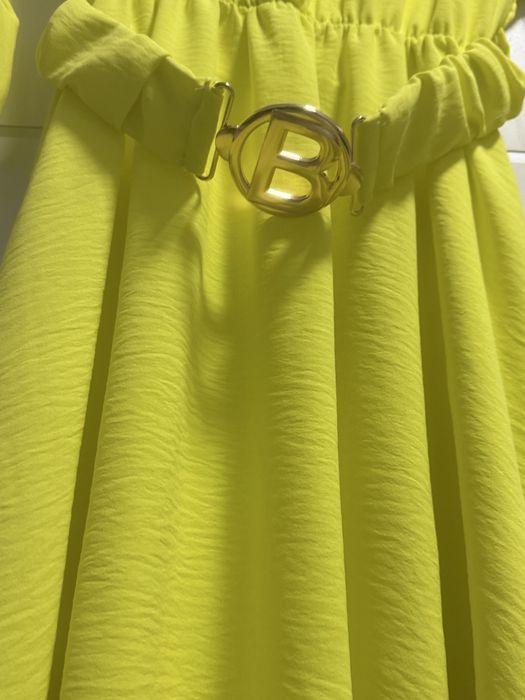 Sukienka pasek gumka zółta