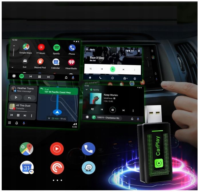 Bezprzewodowy Adapter CarPlay Plug & Play USB-C iPhone iOS 10+