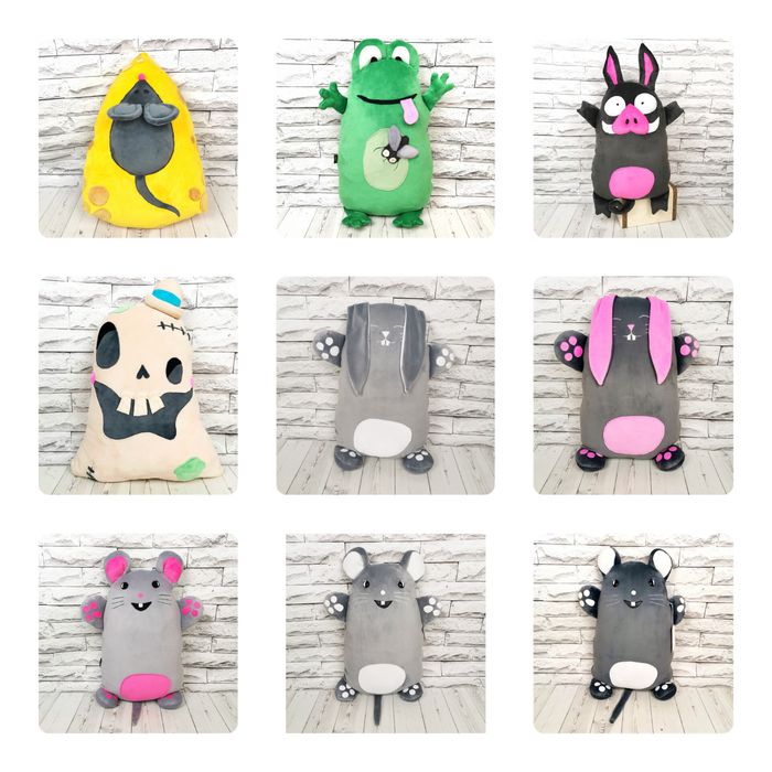 Подушки-обнимашки.Мягкая игрушка Котик. Волк. Мопс. Бульдог. Свинка