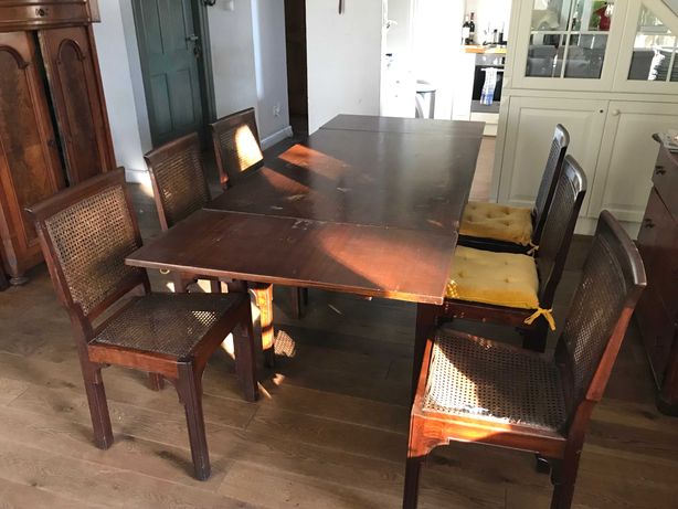 Stół z 6 krzesłami lite drewno egzotyczne