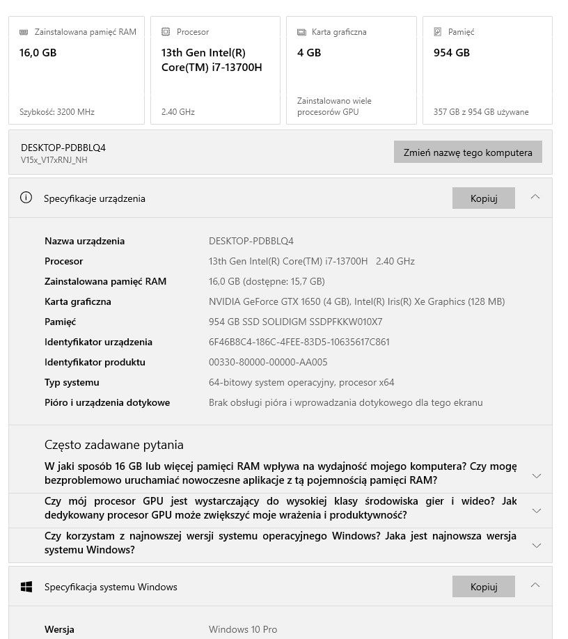 Laptop DM i7 13700H, 17"