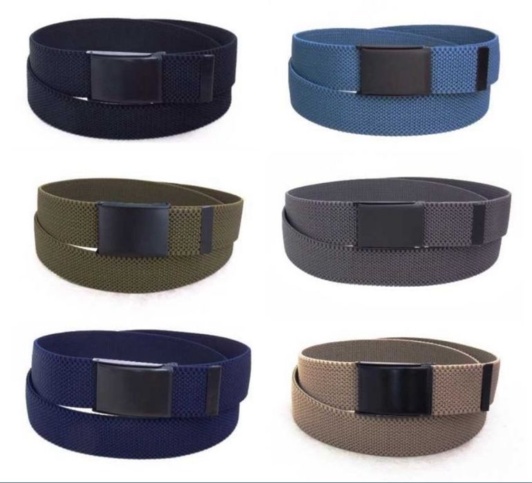 Тканевый черный ремень резинка (Польша) / текстильний пояс чоловічий