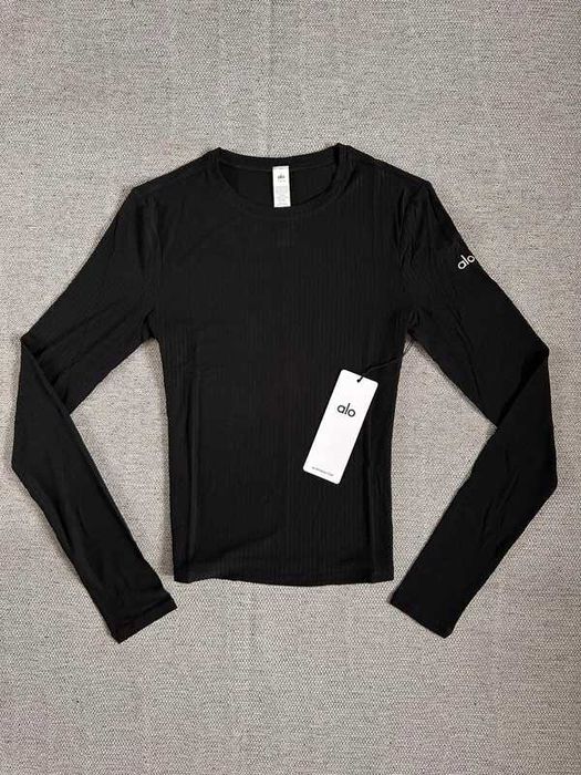 Оригінальний лонгслів Alo Yoga Ribbed Sea Coast • Black • S • Нове