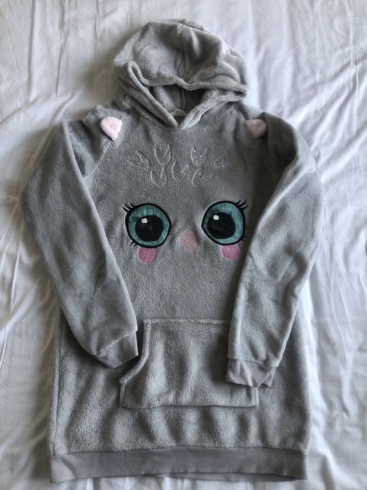 H&M kocobluza/sukienka/tunika kigurumi 158/164 SOWA