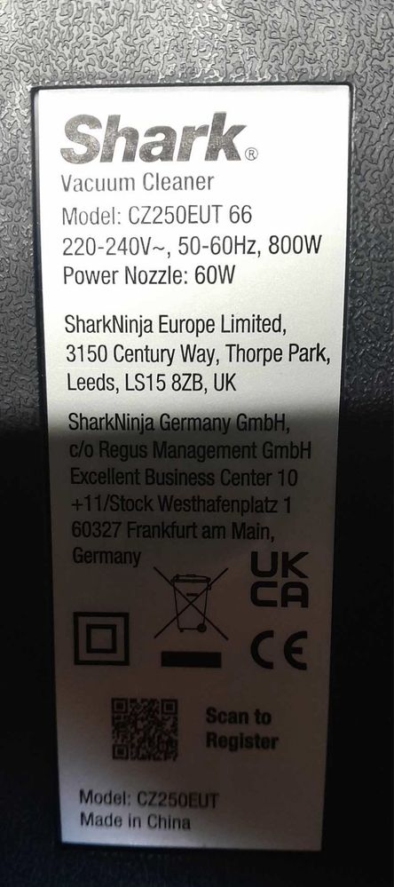 Odkurzacz shark cz250eut 66 800w uszkodzony